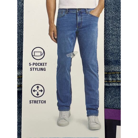 IZOD Saltwater Men's Stretch Straight Fit Comfort Blue Jeans Size 40x30 NWT - Picture 3 of 4